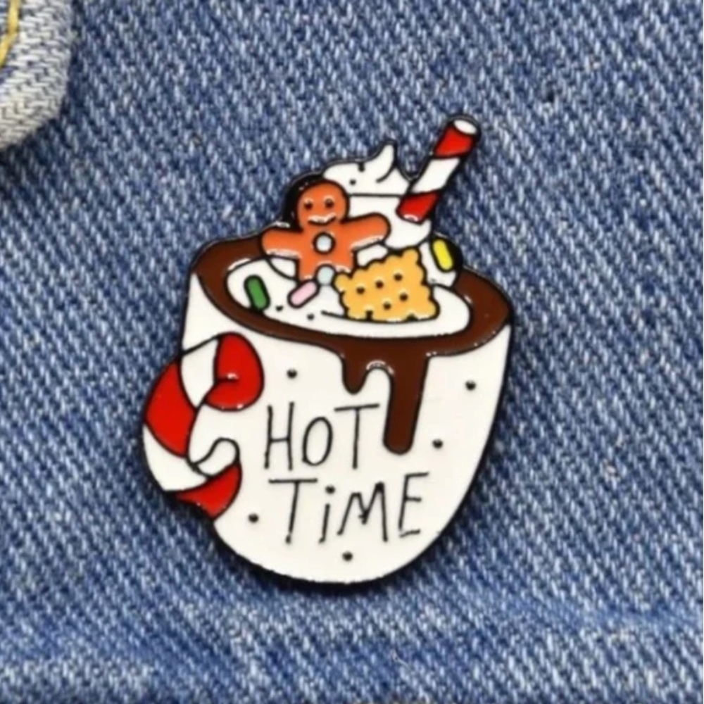 ✨ FREE Christmas Hot Chocolate Drink Hippie Hipster Hip Art Deco Boho Brooch Pin